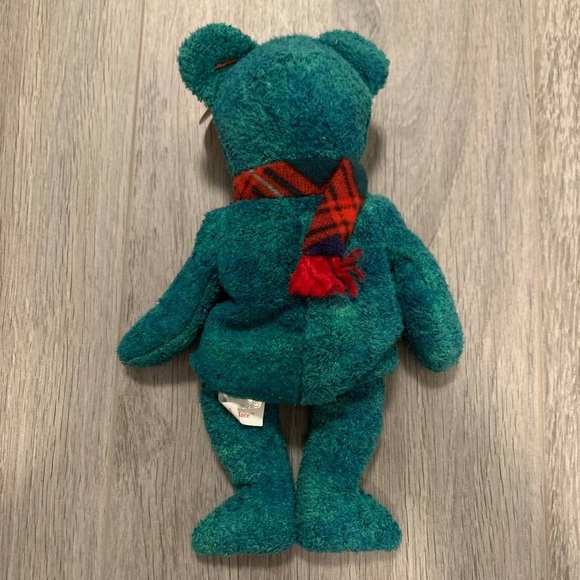 TY Beanie Babies WALLACE Birthday January 25 1999 Green Bear 6" - Picture 2 of 4